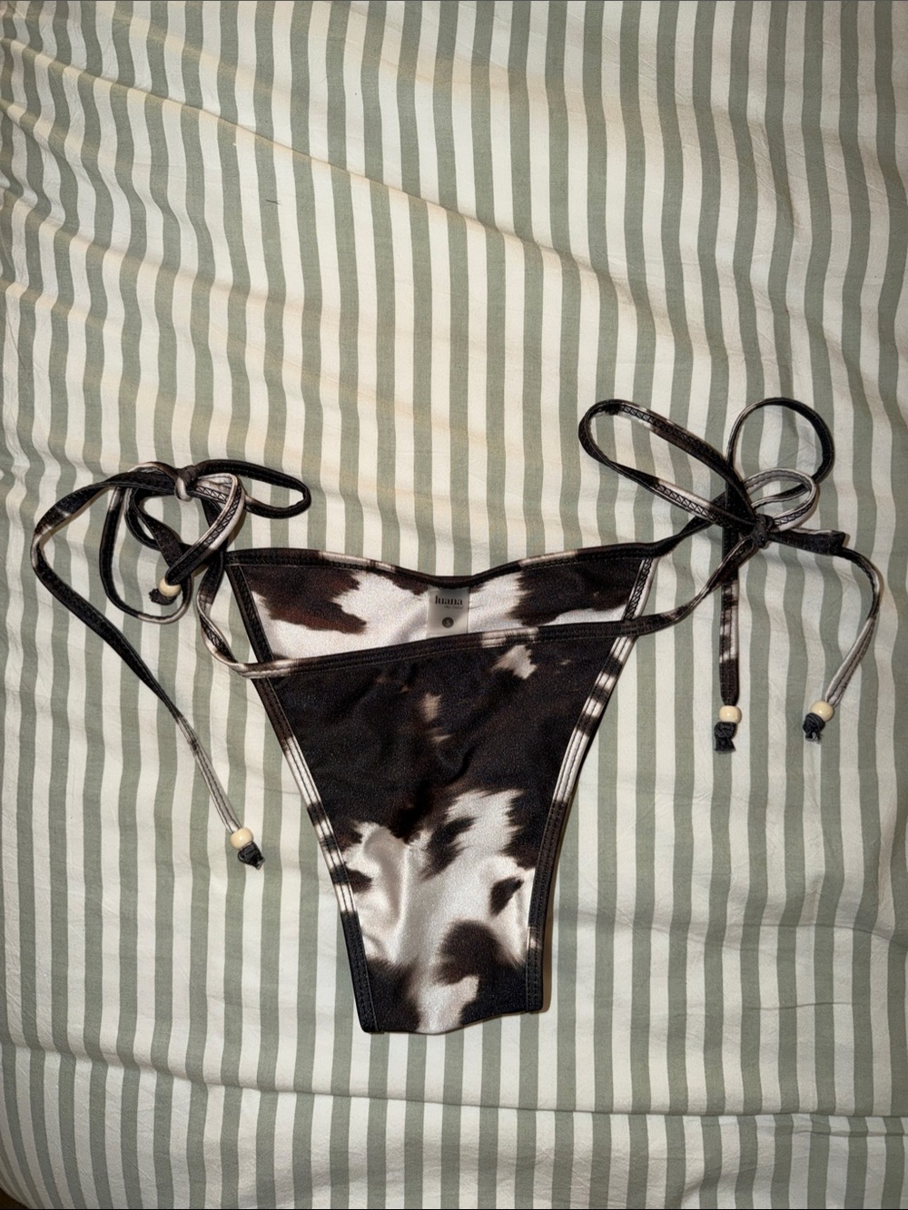 Cow Print Tie-Side Bikini Bottom